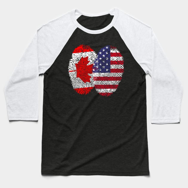 Canada flag fingerprint and USA Fingerprint Flag Baseball T-Shirt by soufyane